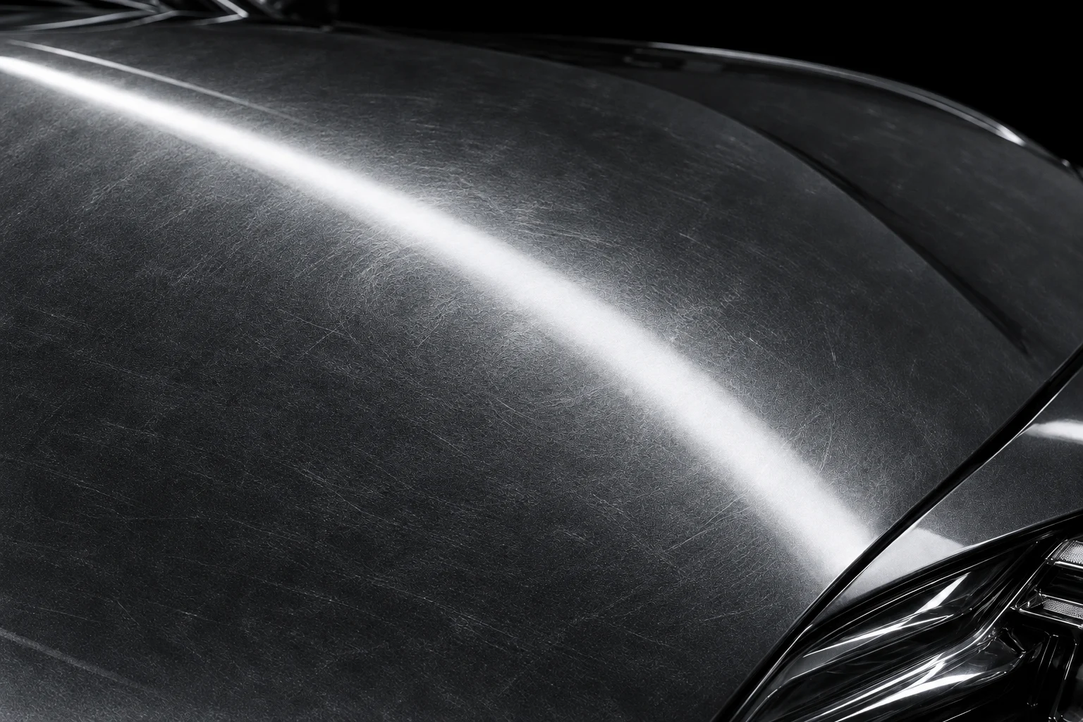 Illustration of swirl marks on graphite paint